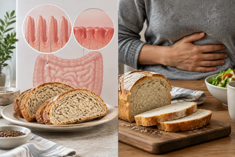 Gegenüberstellung: links Zöliakie, rechts Glutenunverträglichkeit